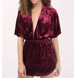 WINE VELVET WRAP ROMPER Size Small